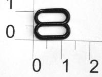 Розн.уп. Пряжка регулятор для бюстгальтера Пластик 1008S черный  ш.10мм (уп.50 шт.)