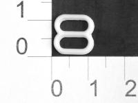 Розн.уп. Пряжка регулятор для бюстгальтера Пластик 808S белый  ш.8мм (уп.50 шт.)