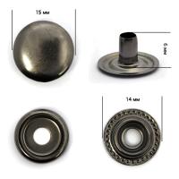 Кнопка латунь(Нерж.)№61 15 мм Цв. Черный Никель(уп.720шт),New Star