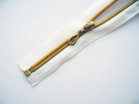 Молния спиральная(Витая) Т7 декор 60 см №101 белое- золото,  ( уп.50 шт.)