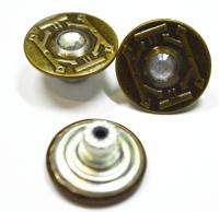 Розн. уп. Пуговицы джинсовые 17мм, 741-G со стразой цв.Антик (20 шт.)