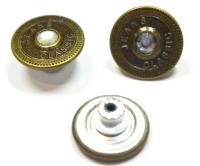 Розн. уп. Пуговицы джинсовые 17мм, 733-G со стразой цв.Антик (20 шт.)